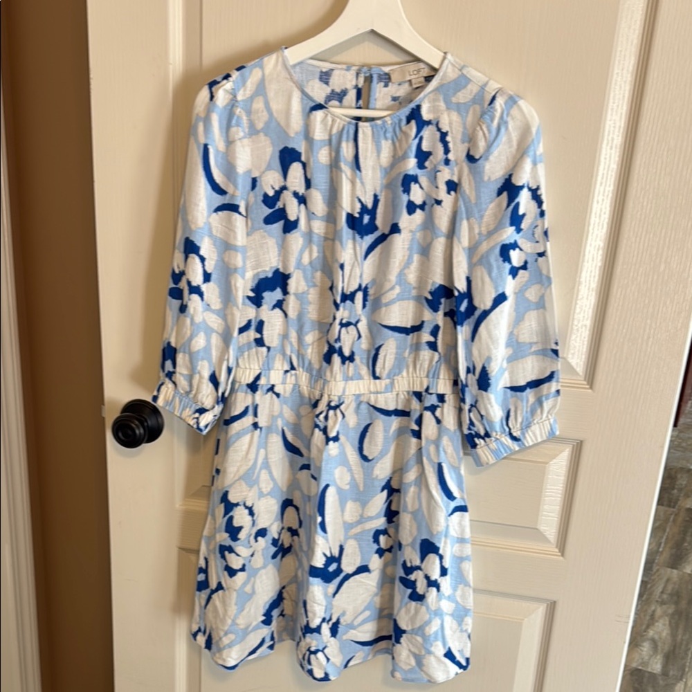 LOFT Blue and White Floral Dress